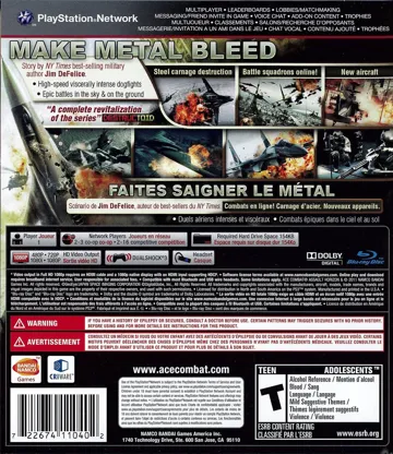 Ace Combat - Assault Horizon (USA) (En,Fr,Es) (v1.02) (Disc) (Update) box cover back